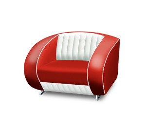 Bel Air Retro Furniture Single Seater Sofa - White Back