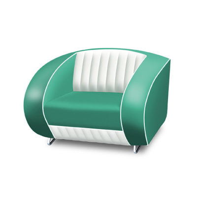 Bel Air Retro Furniture Single Seater Sofa - White Back