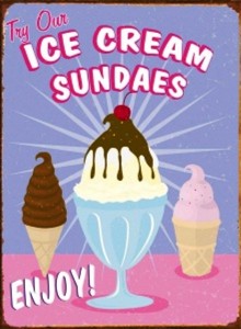 Retro Sign Enamelled Metal - Ice Cream Sundaes