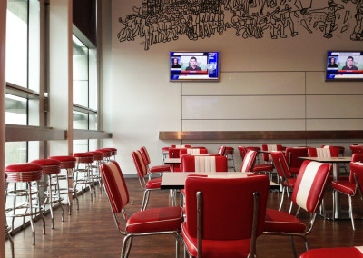 Retro diner furniture at Wembley Stadium